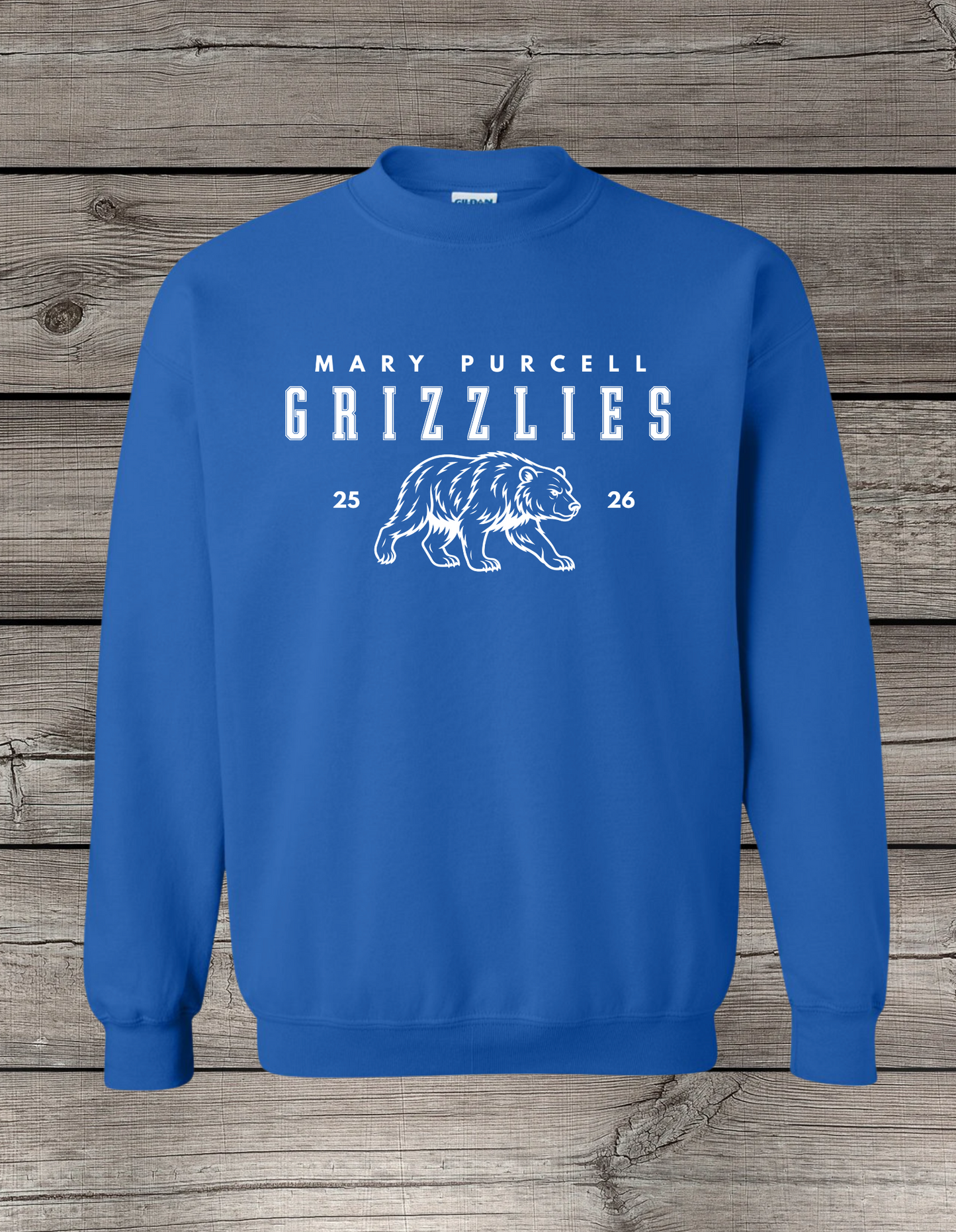 Mary Purcell Grizzlies Crewneck Sweatshirt | School Spirit Wear | Youth & Adult Sizes | 25/26