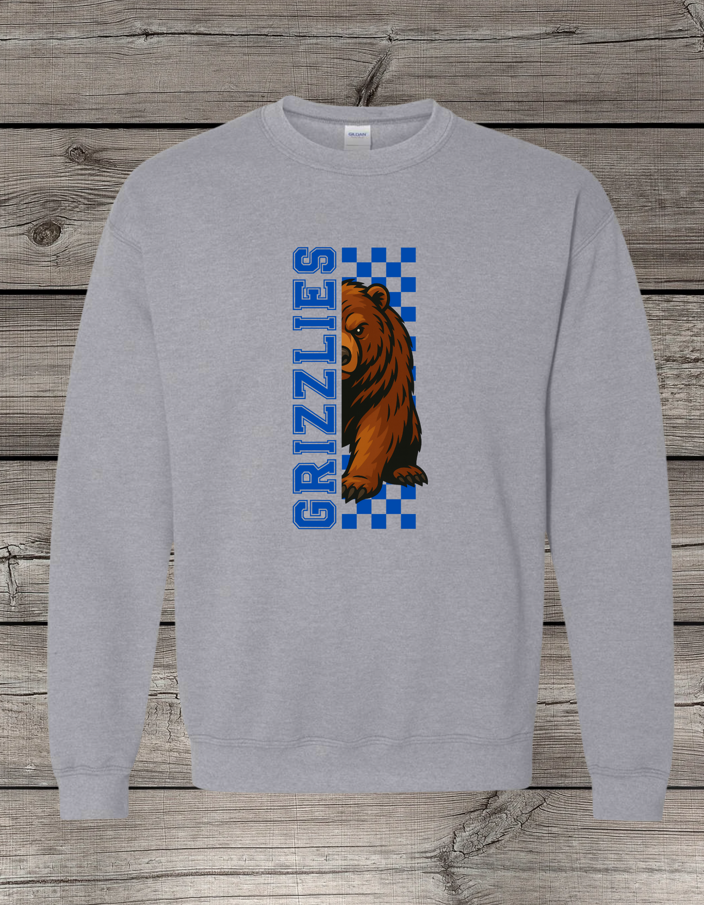 Mary Purcell Grizzlies Crewneck Sweatshirt | School Spirit Wear | Youth & Adult Sizes | Checkered