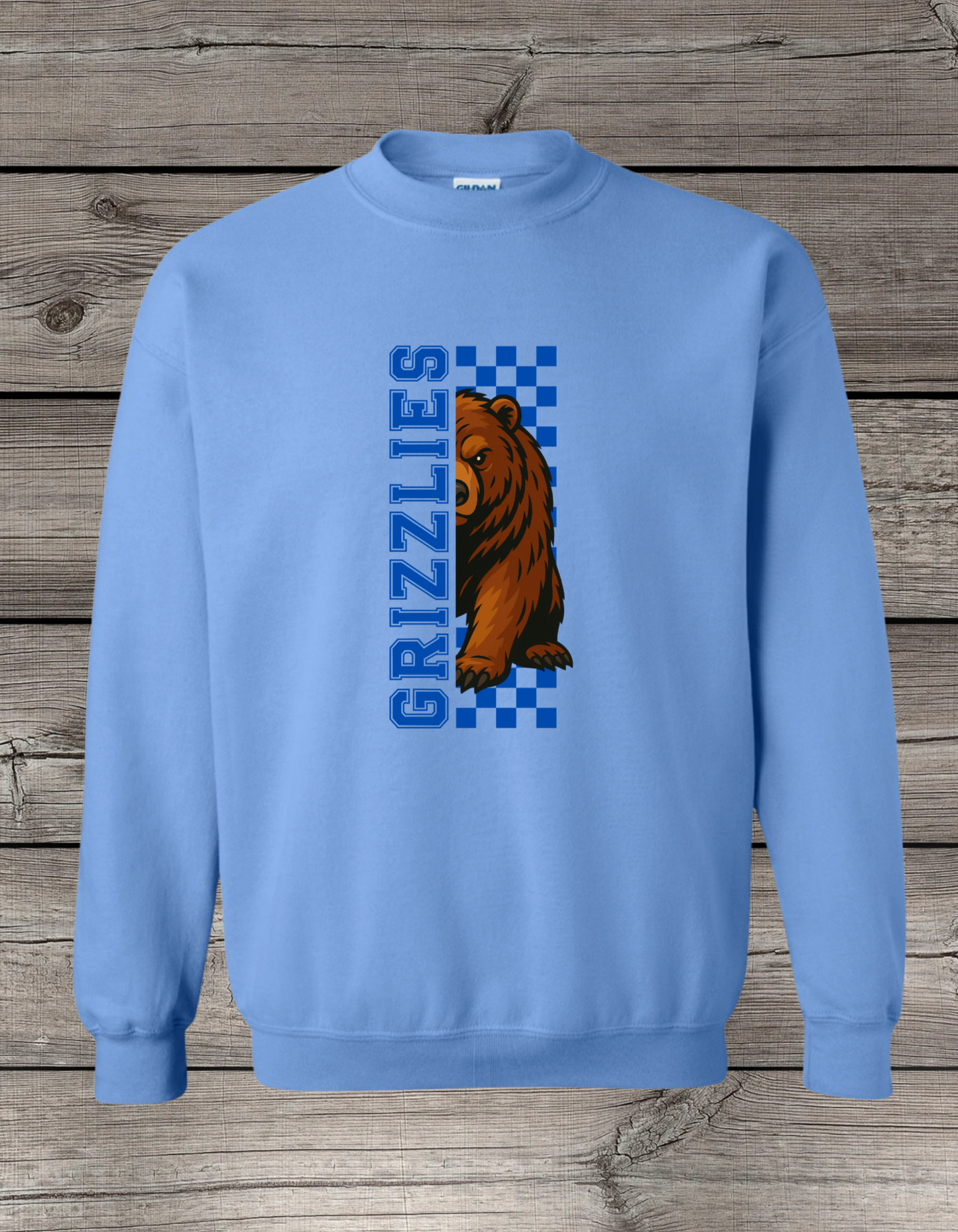 Mary Purcell Grizzlies Crewneck Sweatshirt | School Spirit Wear | Youth & Adult Sizes | Checkered