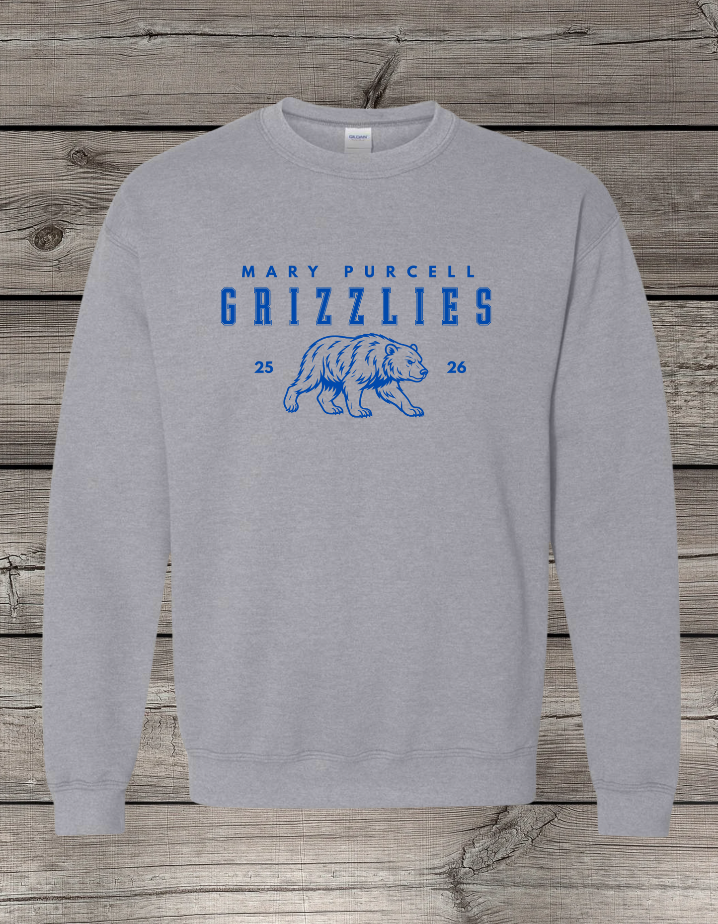 Mary Purcell Grizzlies Crewneck Sweatshirt | School Spirit Wear | Youth & Adult Sizes | 25/26