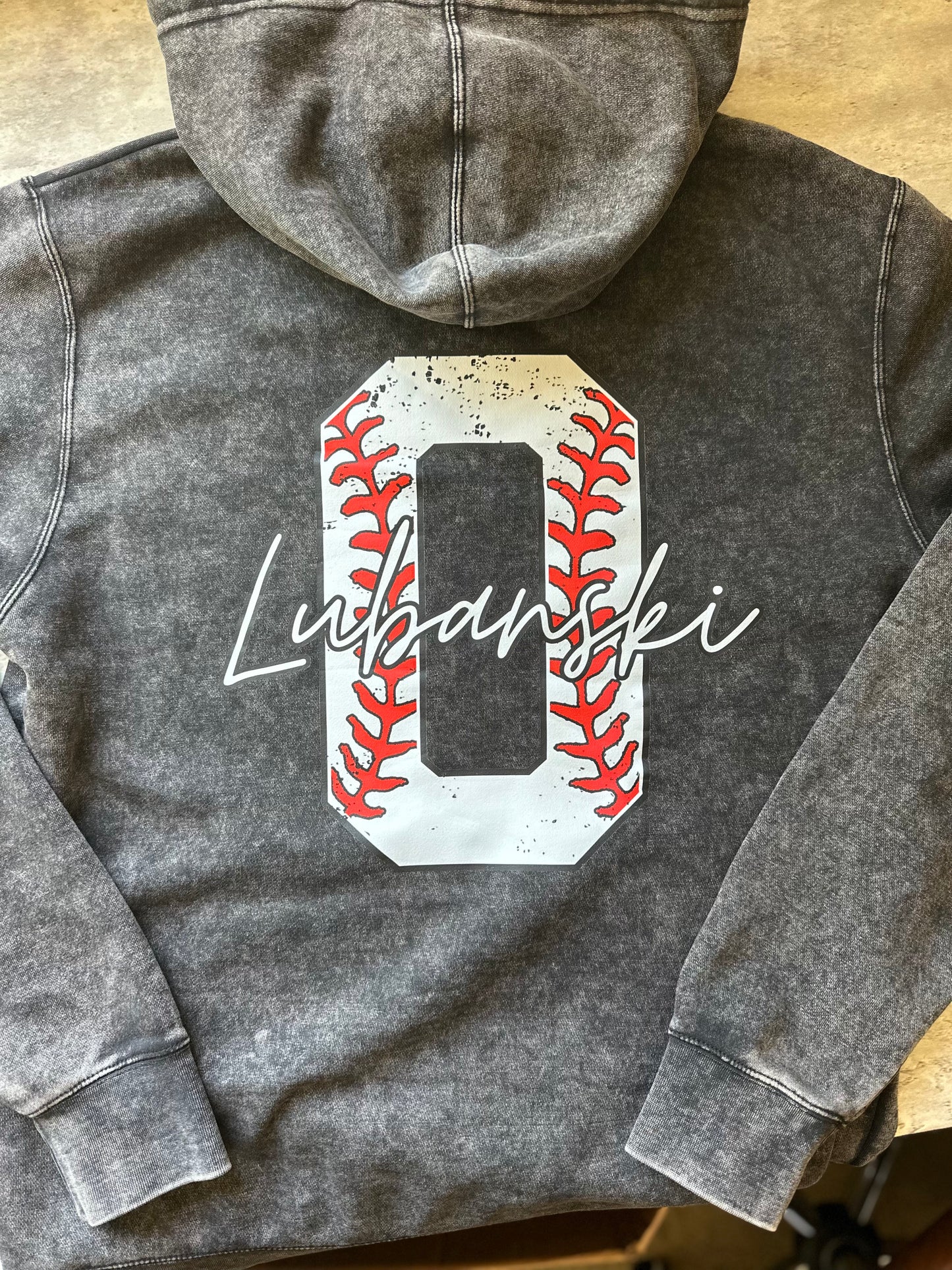 Baseball/Softball Custom Mineral Wash Hoodie