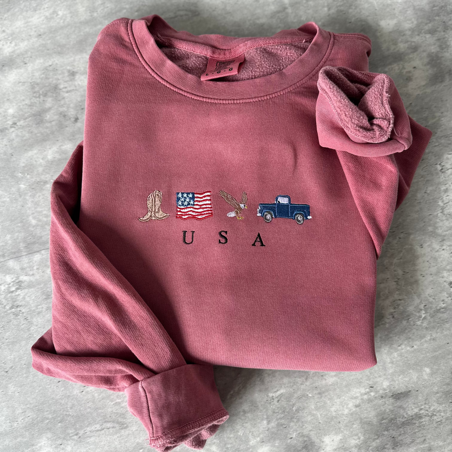 Vintage USA Icons Embroidered Comfort Colors Crewneck