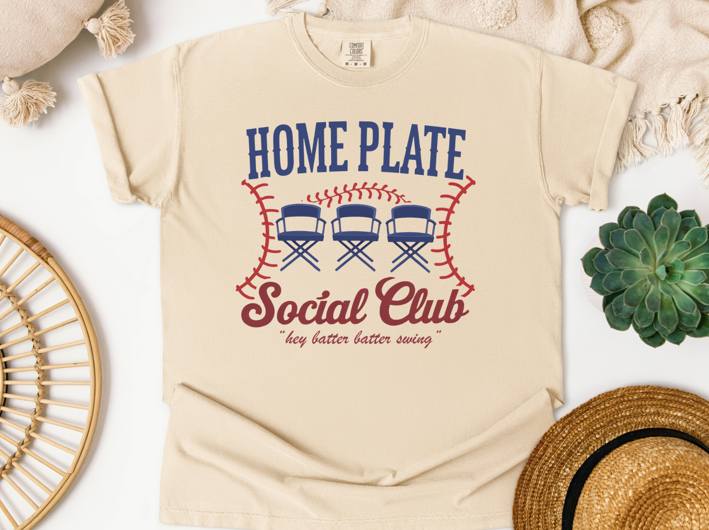 Home Plate Social Club – Comfort Colors Tee, Crewneck, or Hoodie (Ivory)
