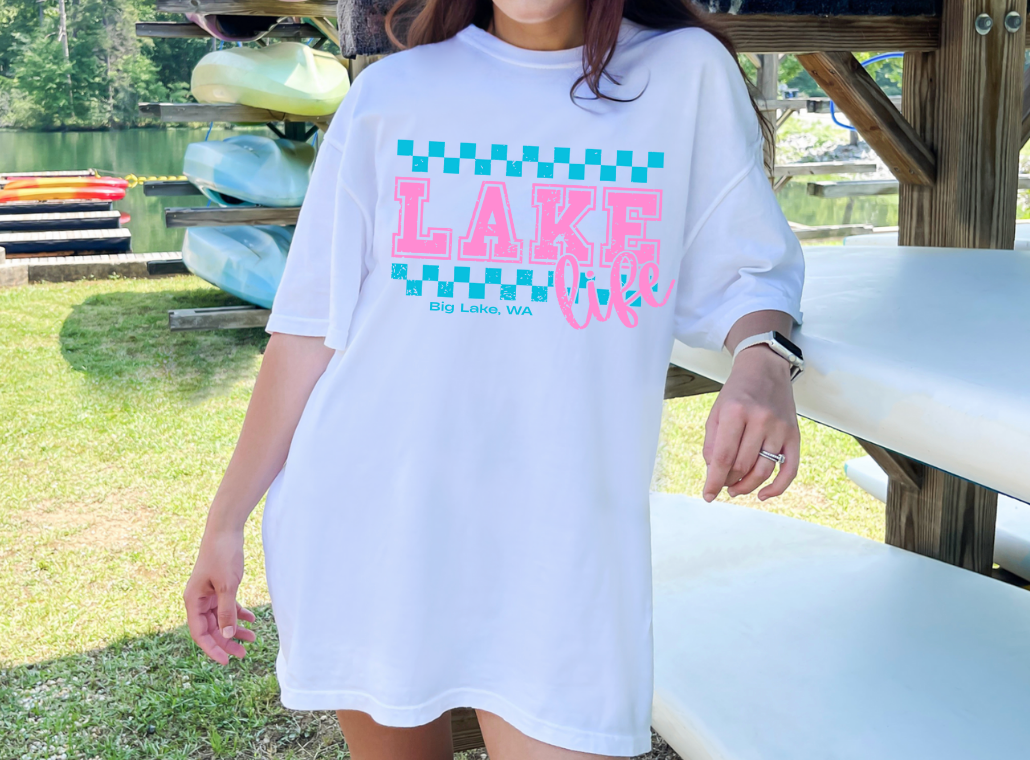 Lake Life Retro Tee – Comfort Colors – Big Lake, Lake Cavanaugh, or Lake McMurray