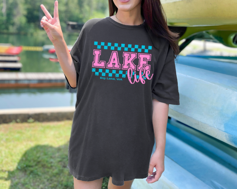 Lake Life Retro Tee – Comfort Colors – Big Lake, Lake Cavanaugh, or Lake McMurray