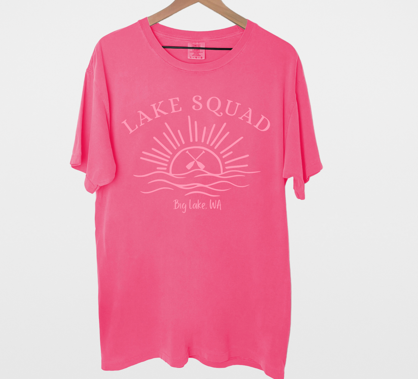 Lake Squad Comfort Colors T-Shirt – Big Lake, Lake Cavanaugh, or Lake McMurray