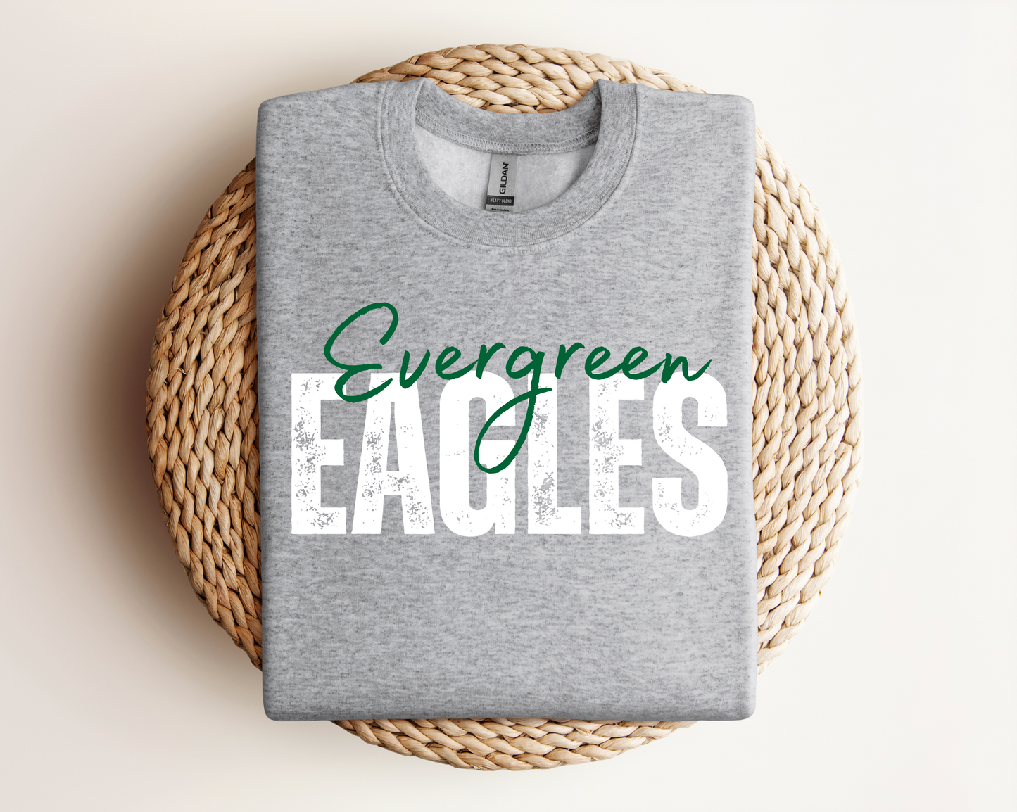 Evergreen Eagles | Sports Grey Gildan Hoodie, Tee & Crewneck | School Mascot Apparel | Unisex Fit