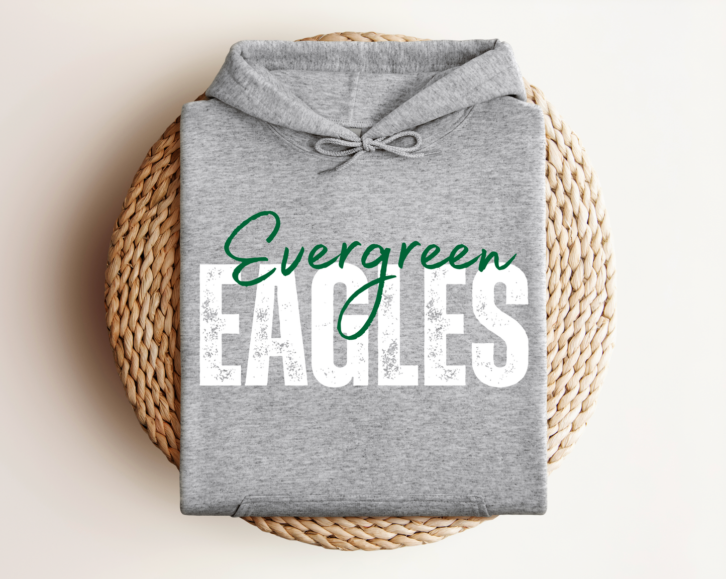 Evergreen Eagles | Sports Grey Gildan Hoodie, Tee & Crewneck | School Mascot Apparel | Unisex Fit