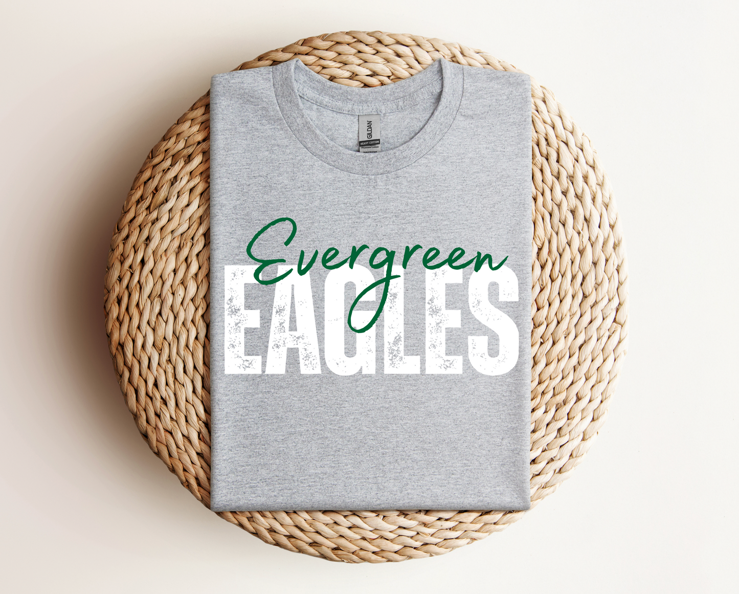 Evergreen Eagles | Sports Grey Gildan Hoodie, Tee & Crewneck | School Mascot Apparel | Unisex Fit