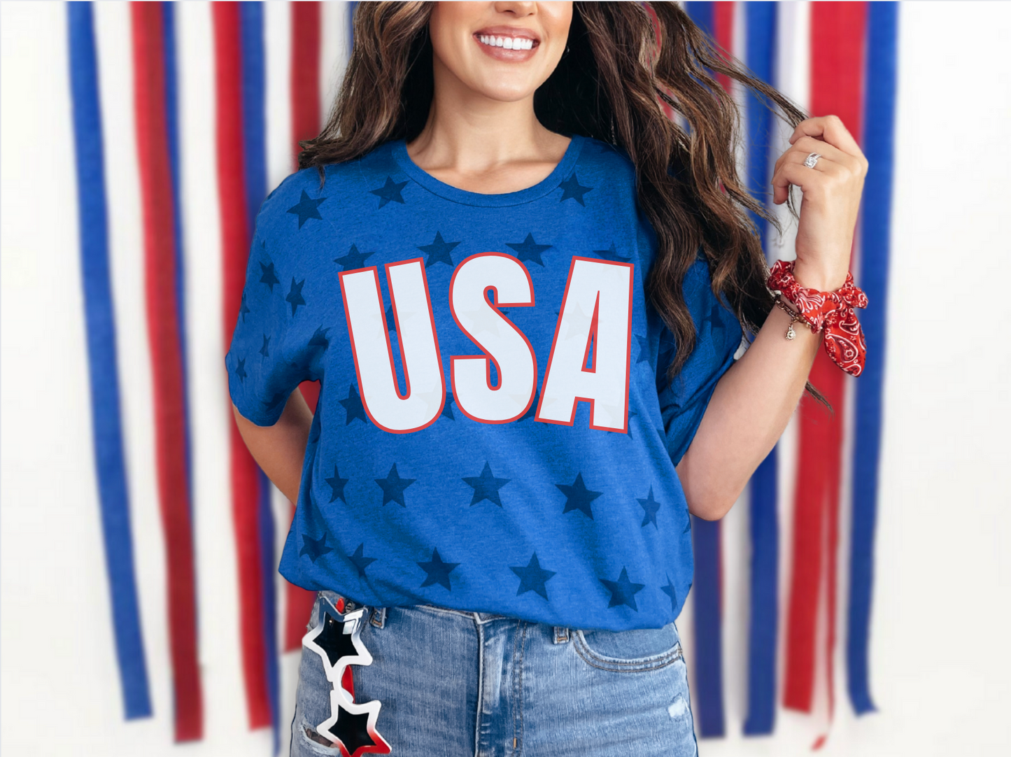 USA Stars T-Shirt β Royal Blue Patriotic Tee for 4th of July | Adult & Youth Sizes