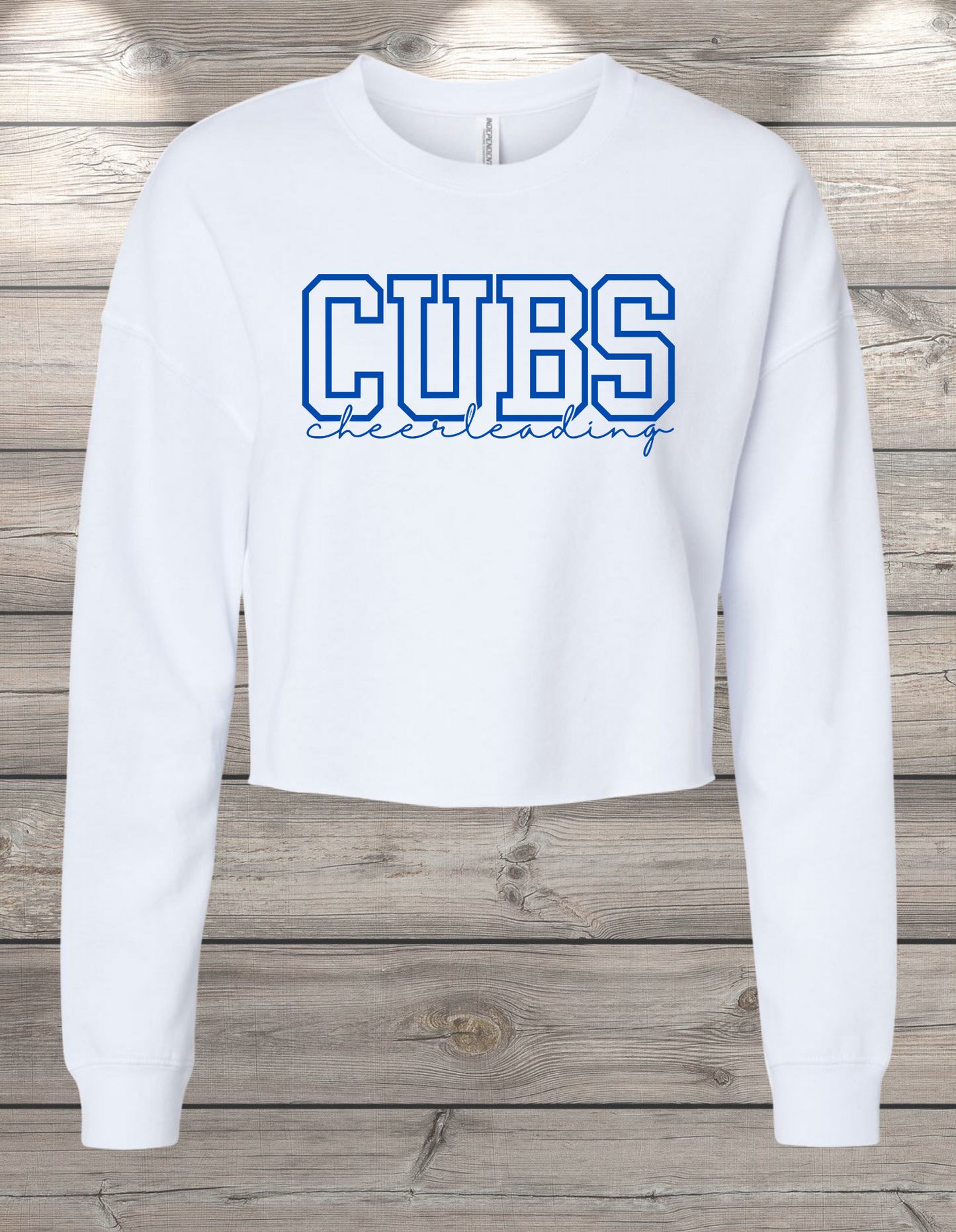 CUBS Cheerleading | Sedro Woolley Cubs Cheerleading Crop Crewneck Sweatshirt – Independent Trading Co. | Optional Name on Back or Sleeve