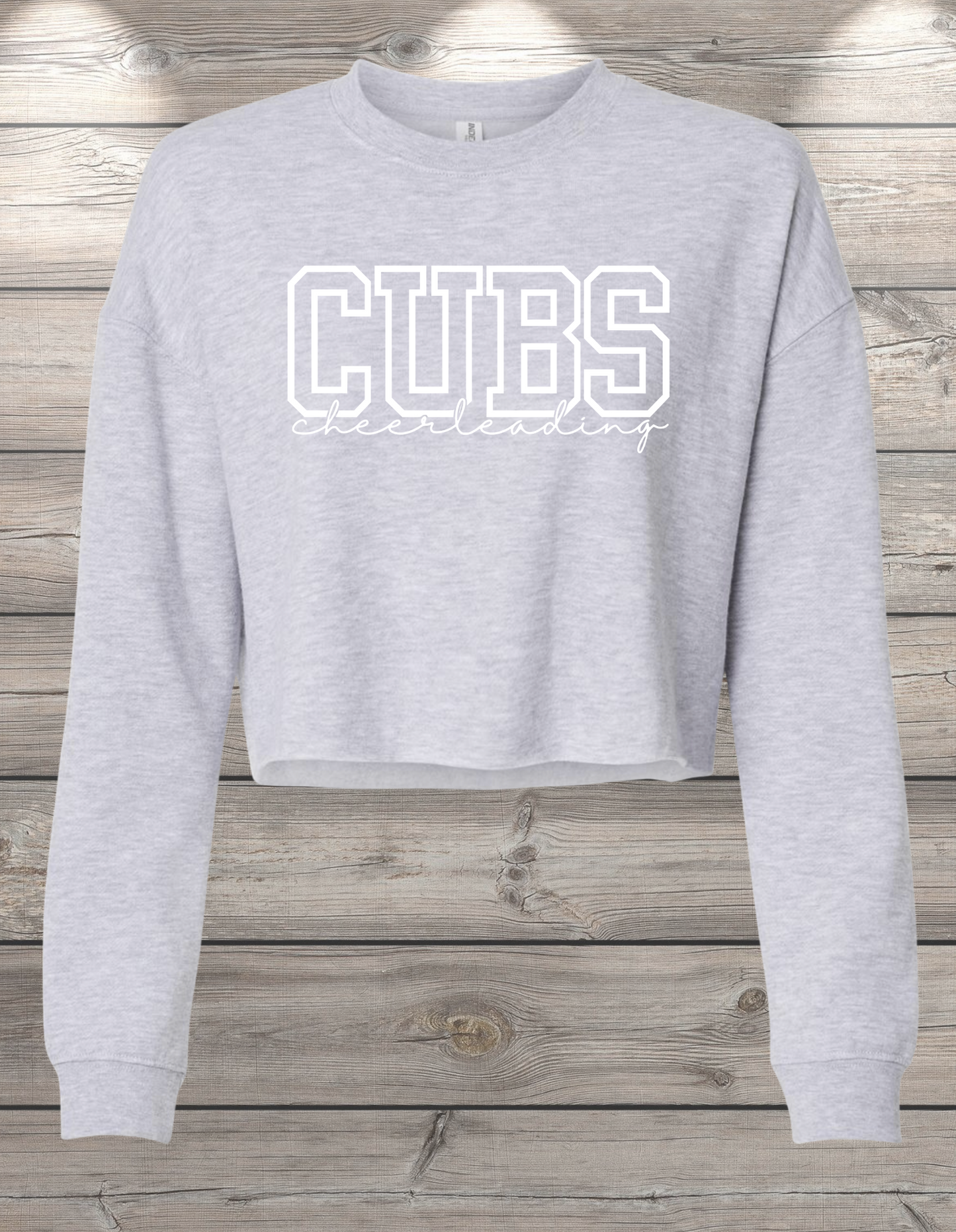 CUBS Cheerleading | Sedro Woolley Cubs Cheerleading Crop Crewneck Sweatshirt – Independent Trading Co. | Optional Name on Back or Sleeve