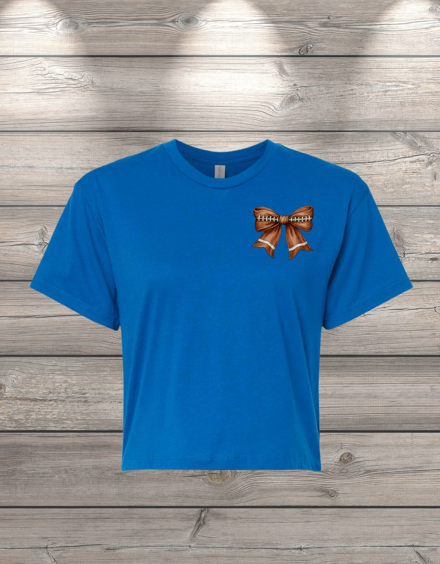 Football Bow Crop T-Shirt – Coquette Game Day Tee | Women’s Crop