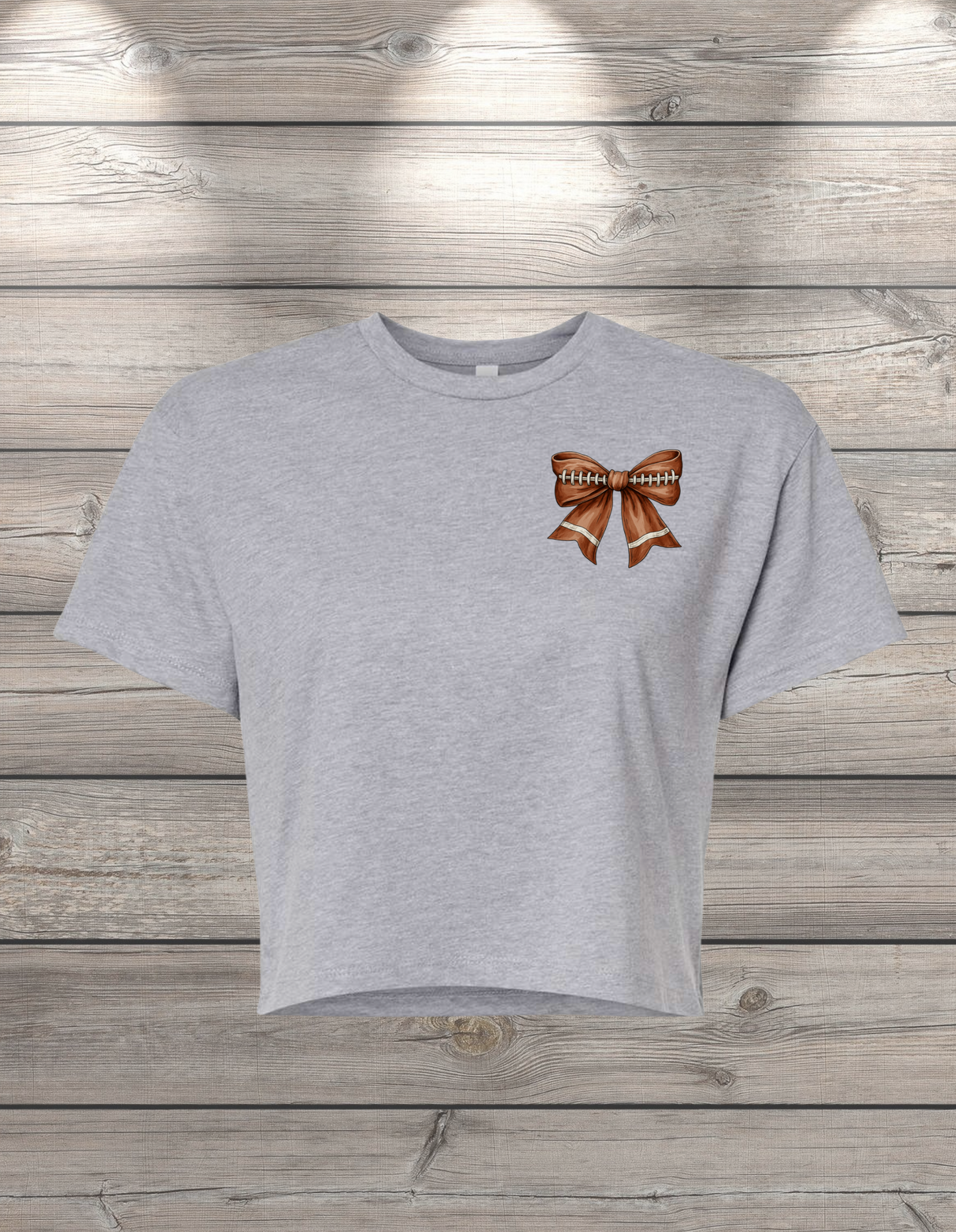 Football Bow Crop T-Shirt – Coquette Game Day Tee | Women’s Crop