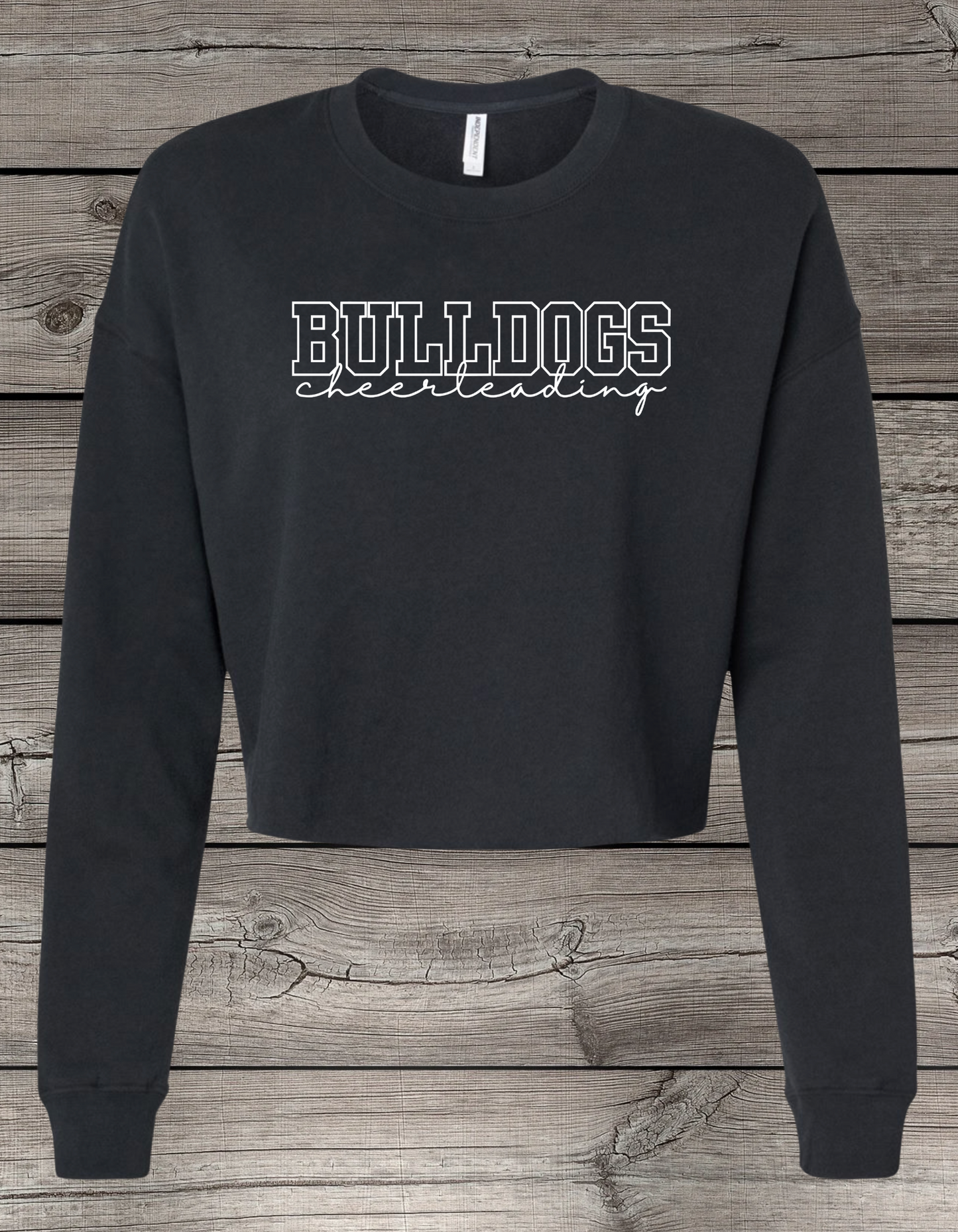 BULLDOGS Cheerleading | Mount Vernon Bulldogs Cheerleading Crop Crewneck Sweatshirt – Independent Trading Co. | Optional Name on Back or Sleeve
