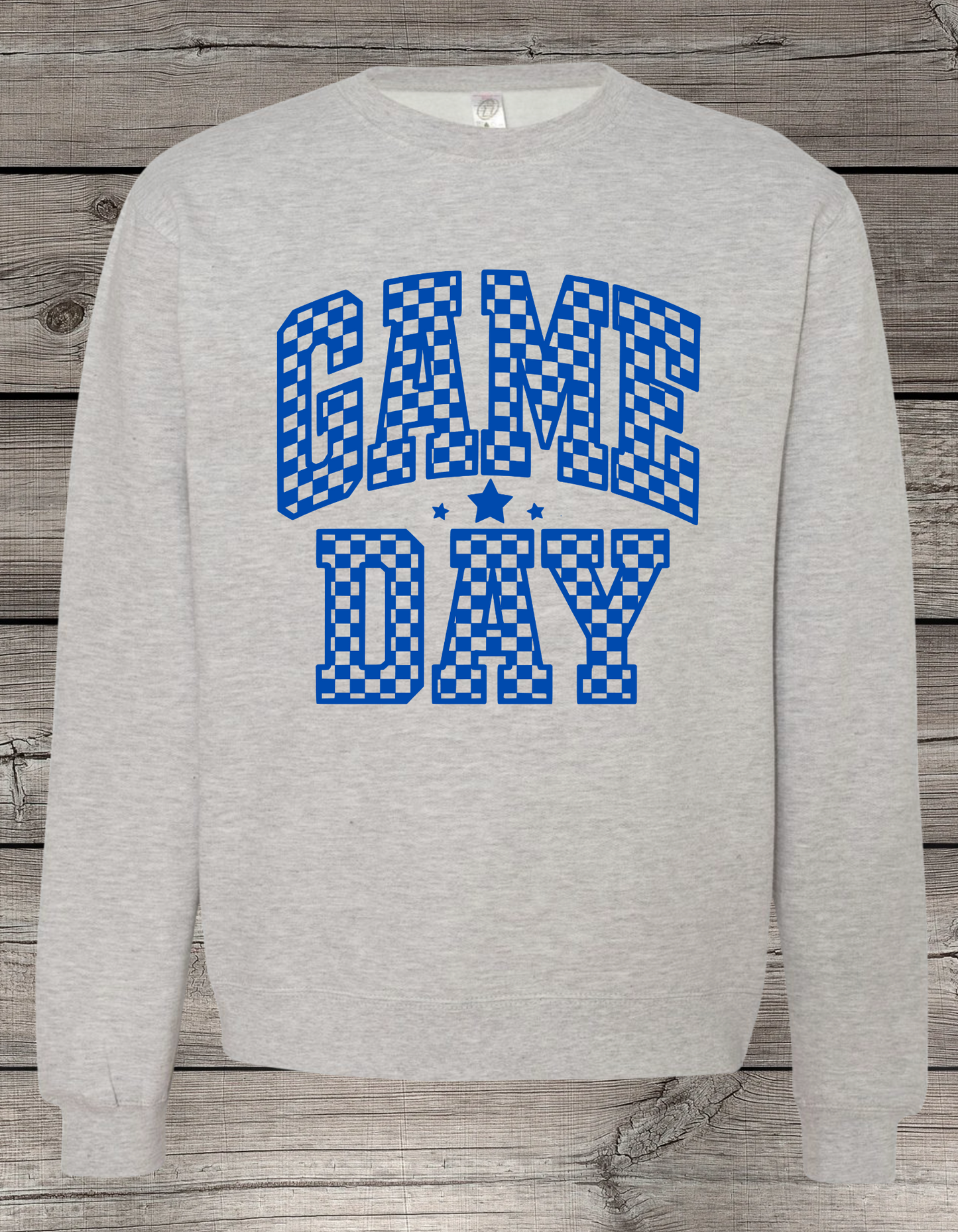 Game Day Checkered Logo Crewneck or T-Shirt | Blue Logo – Spirit Wear Essential