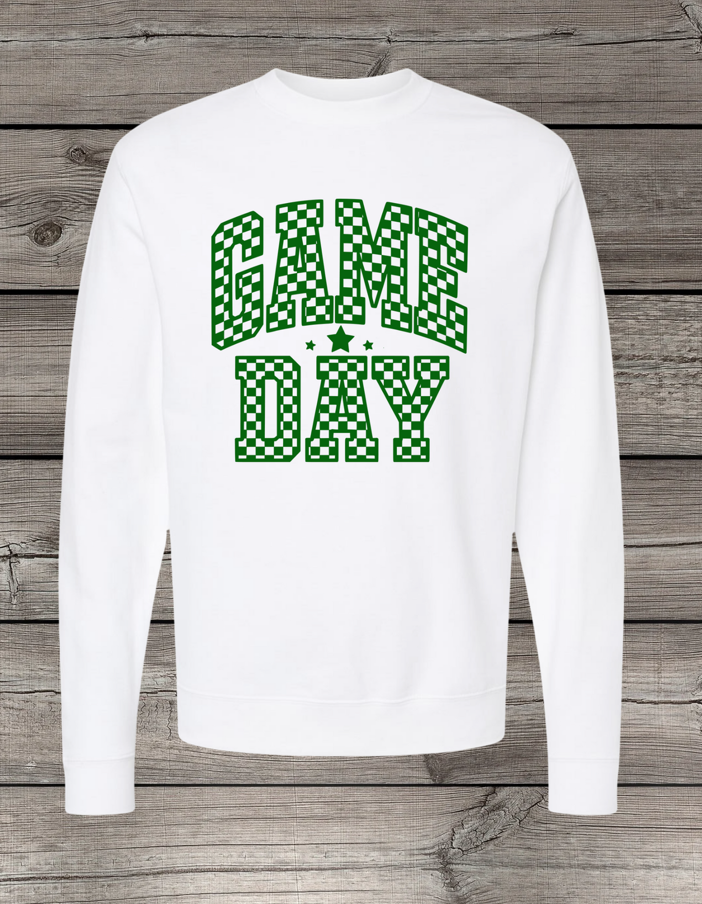 Game Day Checkered Logo Crewneck or T-Shirt | Green Logo – Spirit Wear Essential