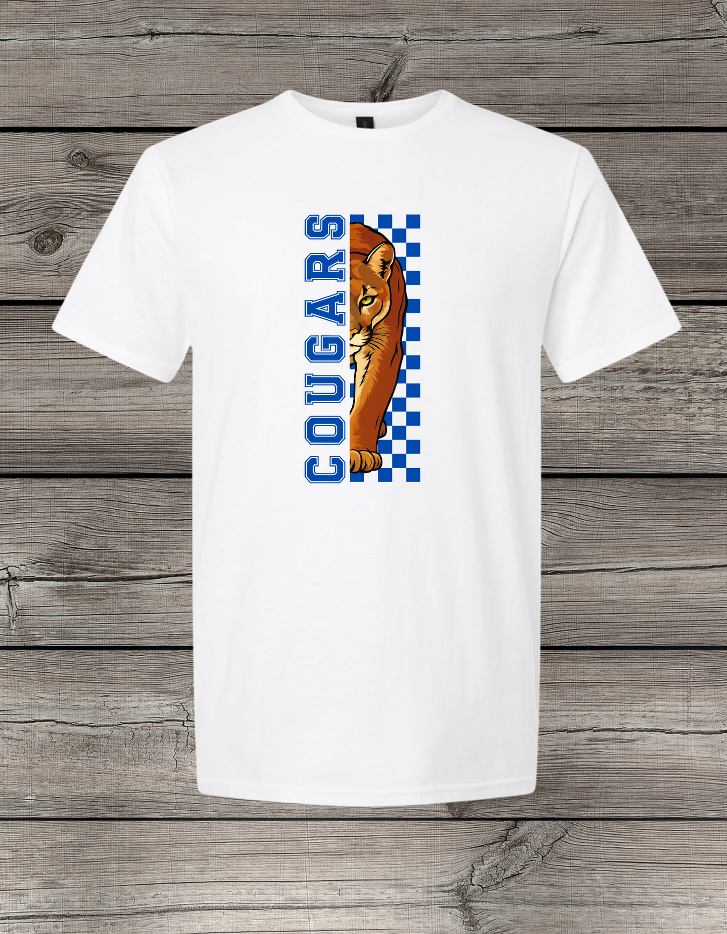Central Cougars Elementary T-Shirt | Youth & Adult Sizes | Cougars Spirit Wear | Checkered Cougar