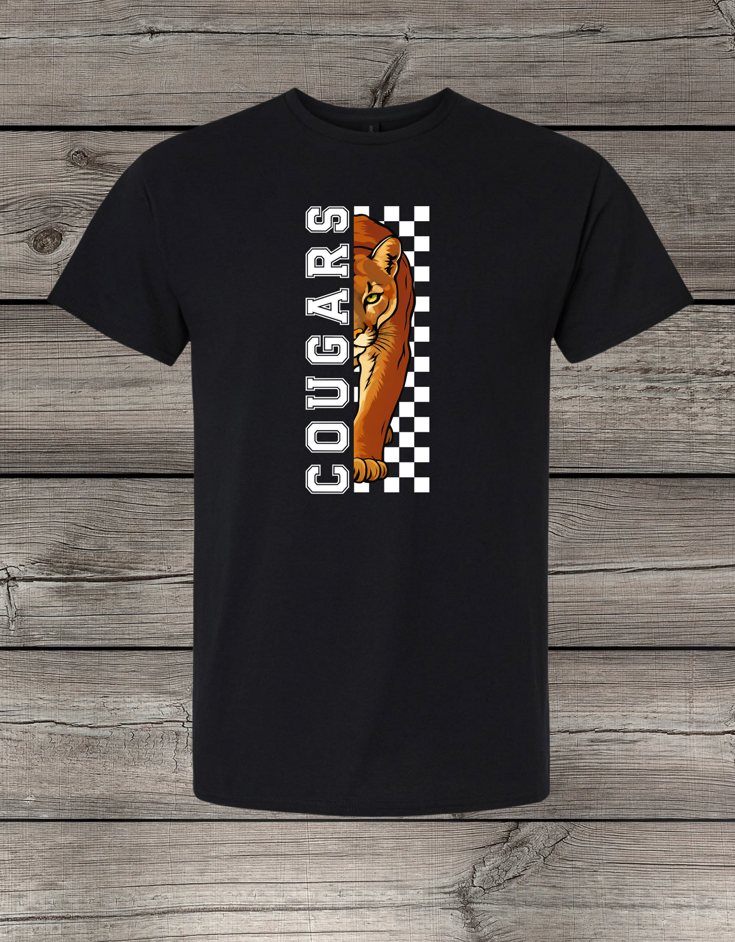 Central Cougars Elementary T-Shirt | Youth & Adult Sizes | Cougars Spirit Wear | Checkered Cougar