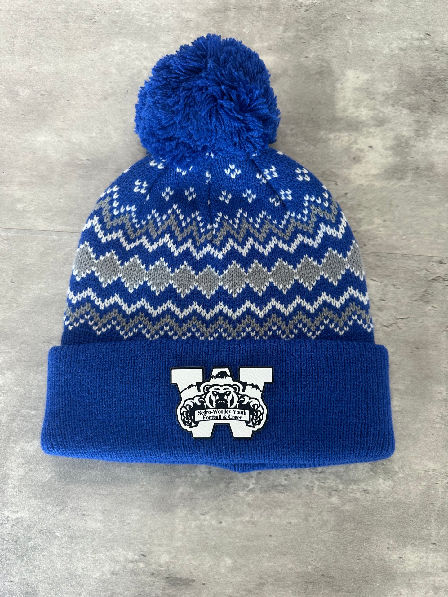 Pom Pom Sweater Knit Sedro Woolley Youth Football and Cheer Beanie