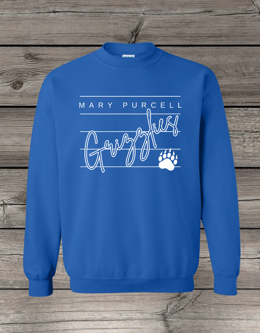 Mary Purcell Grizzlies Crewneck Sweatshirt | School Spirit Wear | Youth & Adult Sizes | Lined