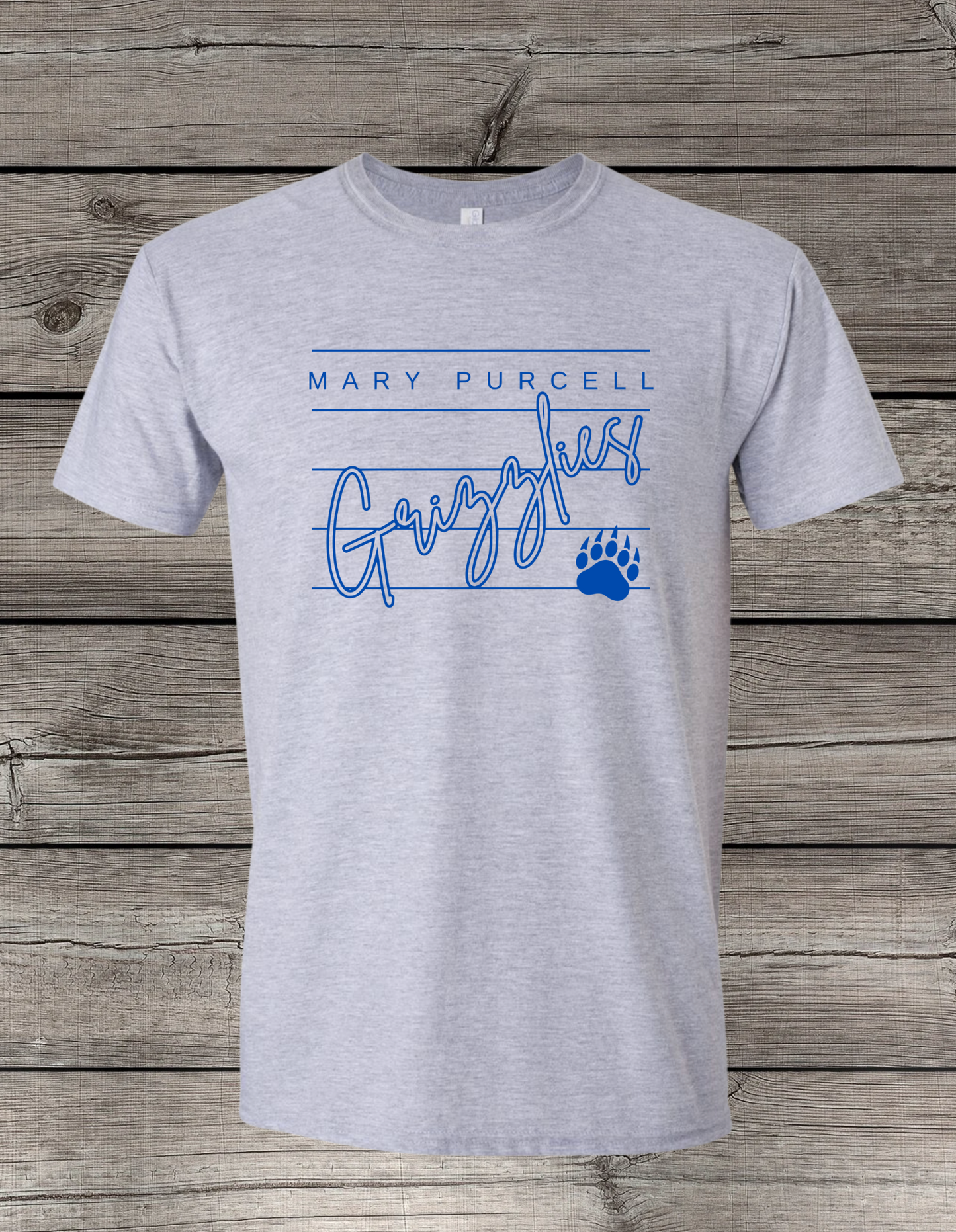 Mary Purcell Grizzlies T-Shirt | School Spirit Wear | Youth & Adult Sizes | Grizzlies Lined