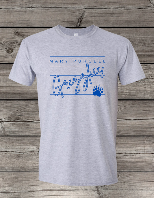 Mary Purcell Grizzlies T-Shirt | School Spirit Wear | Youth & Adult Sizes | Grizzlies Lined