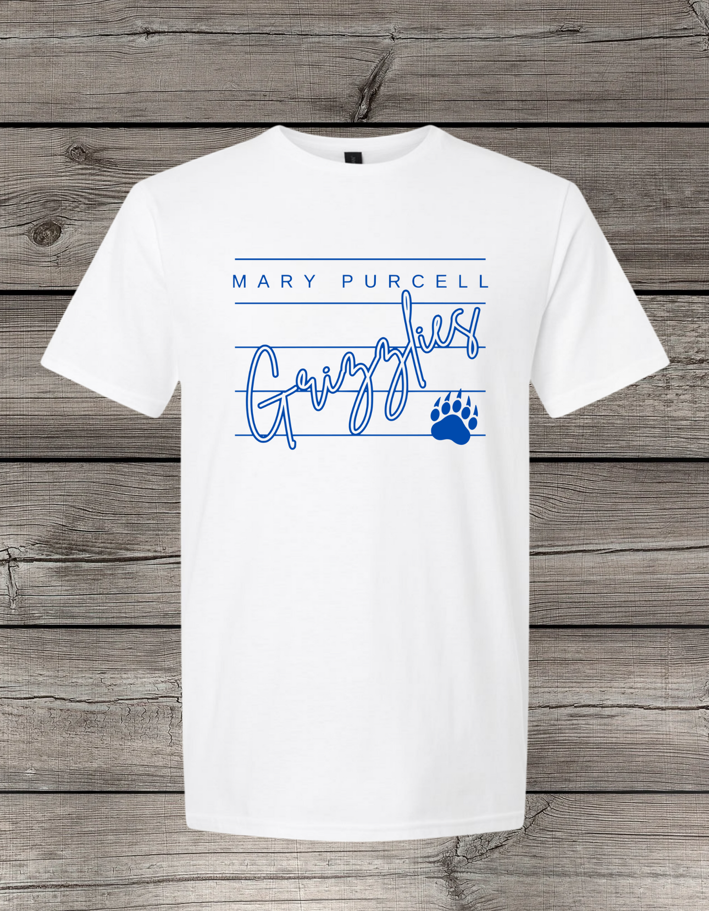 Mary Purcell Grizzlies T-Shirt | School Spirit Wear | Youth & Adult Sizes | Grizzlies Lined