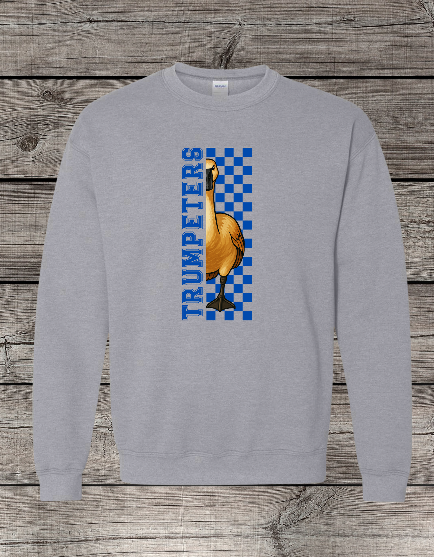 Clearlake Trumpeters Crewneck Sweatshirt | School Spirit Wear | Youth & Adult Sizes | Checkered