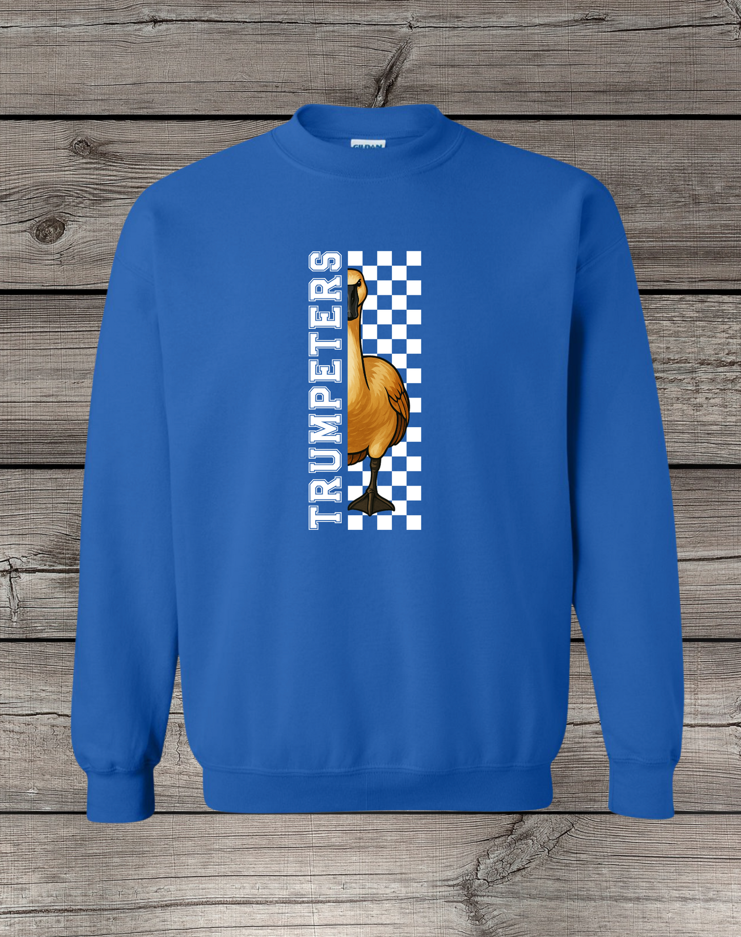 Clearlake Trumpeters Crewneck Sweatshirt | School Spirit Wear | Youth & Adult Sizes | Checkered
