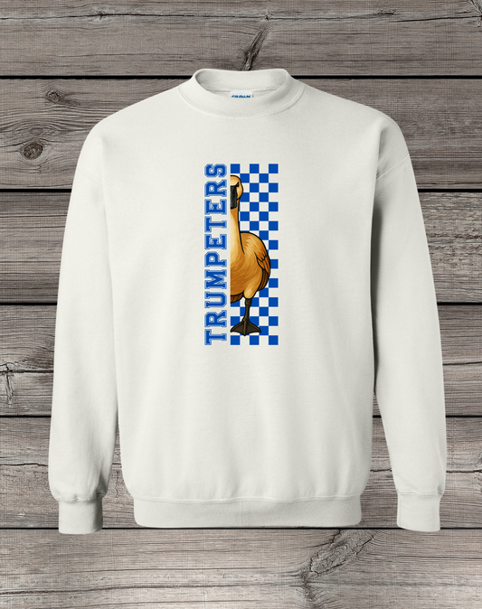 Clearlake Trumpeters Crewneck Sweatshirt | School Spirit Wear | Youth & Adult Sizes | Checkered
