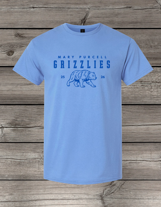 Mary Purcell Grizzlies T-Shirt | School Spirit Wear | Youth & Adult Sizes | 25/26