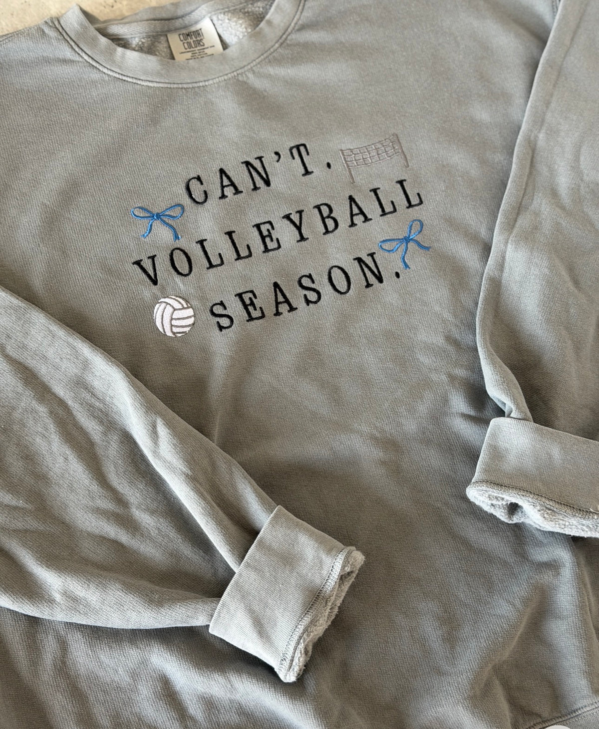 Embroidered "Can't. [Sport] Season." Crewneck - Comfort Colors Crewneck Sweatshirt