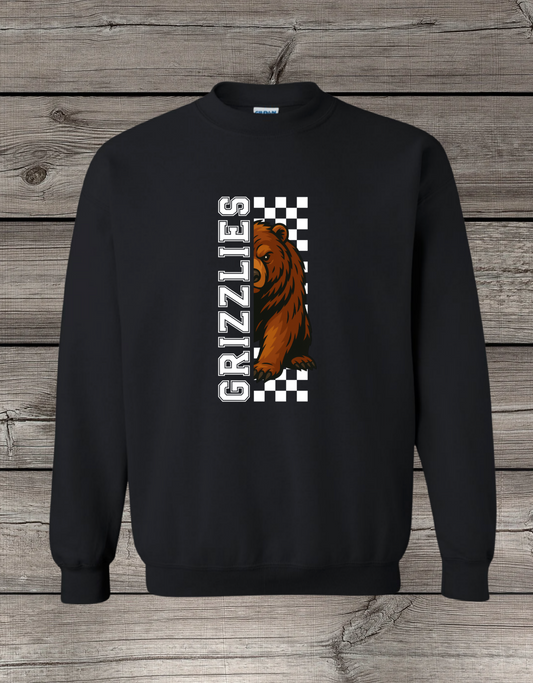 Mary Purcell Grizzlies Crewneck Sweatshirt | School Spirit Wear | Youth & Adult Sizes | Checkered
