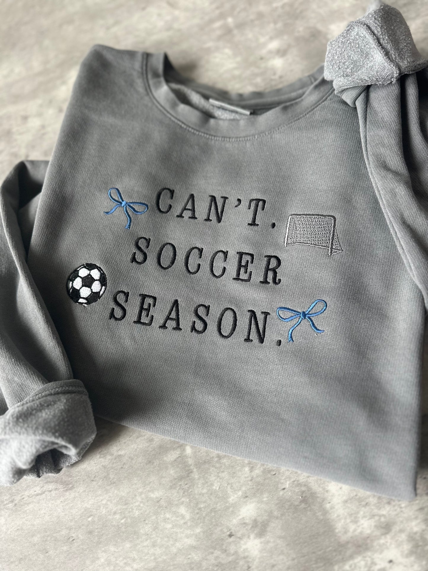 Embroidered "Can't. [Sport] Season." Crewneck - Comfort Colors Crewneck Sweatshirt
