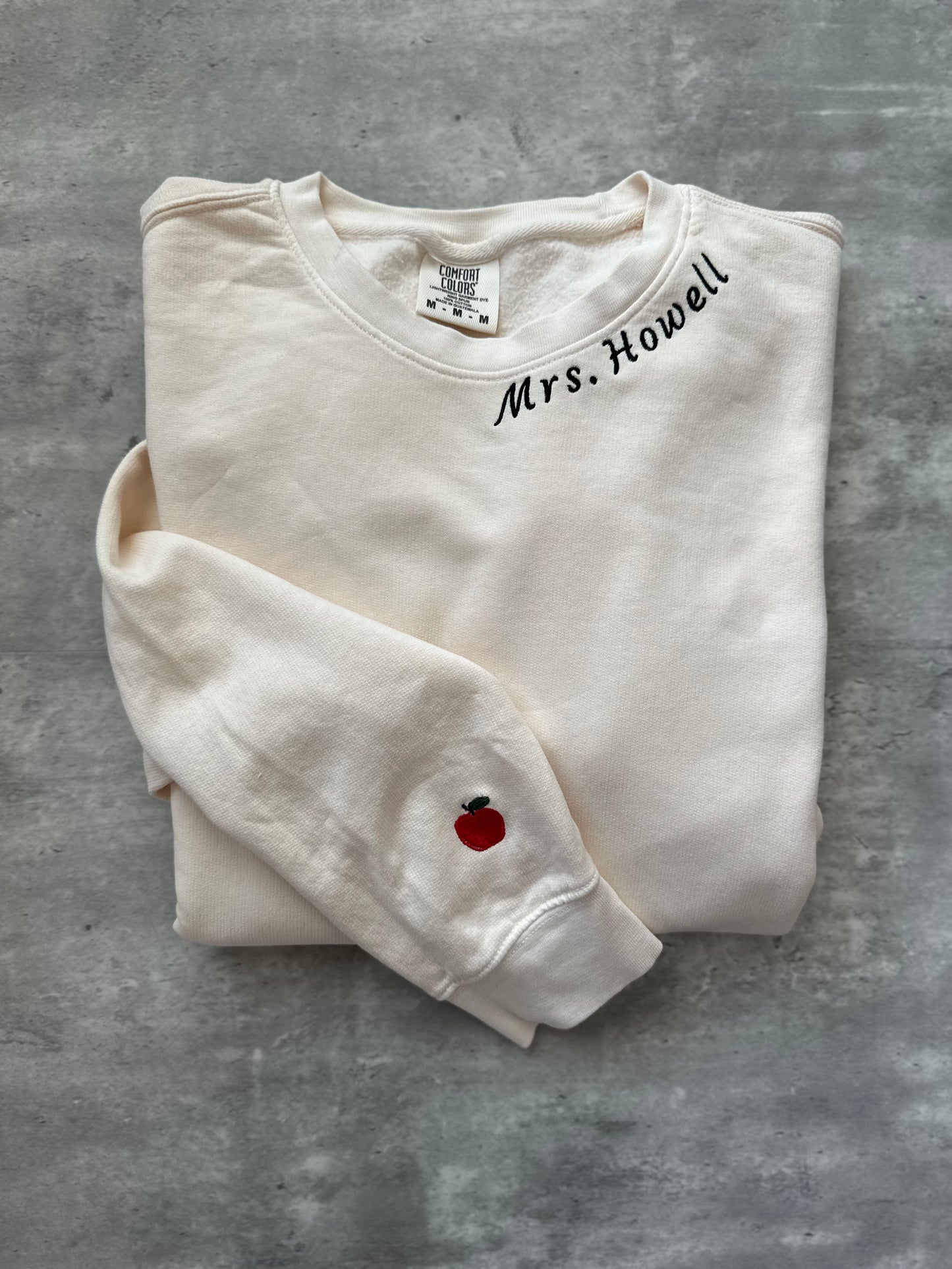 Custom Teacher Embroidery - Comfort Colors Crewneck Sweatshirt