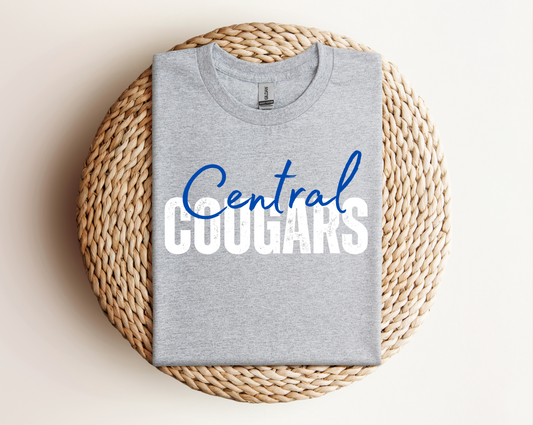 Central Cougars | Sports Grey Gildan Hoodie, Tee & Crewneck | School Mascot Apparel | Unisex Fit