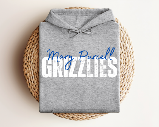 Mary Purcell Grizzlies | Sports Grey Gildan Hoodie, Tee & Crewneck |  School Mascot Apparel | Unisex Fit