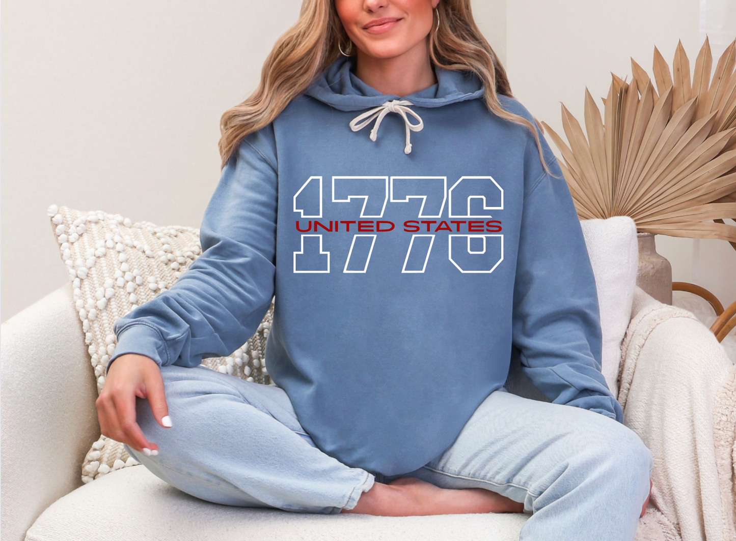 1776 United States Comfort Colors Sweatshirt – Denim Hoodie or Tee | Adult & Youth Sizes | Patriotic USA Apparel