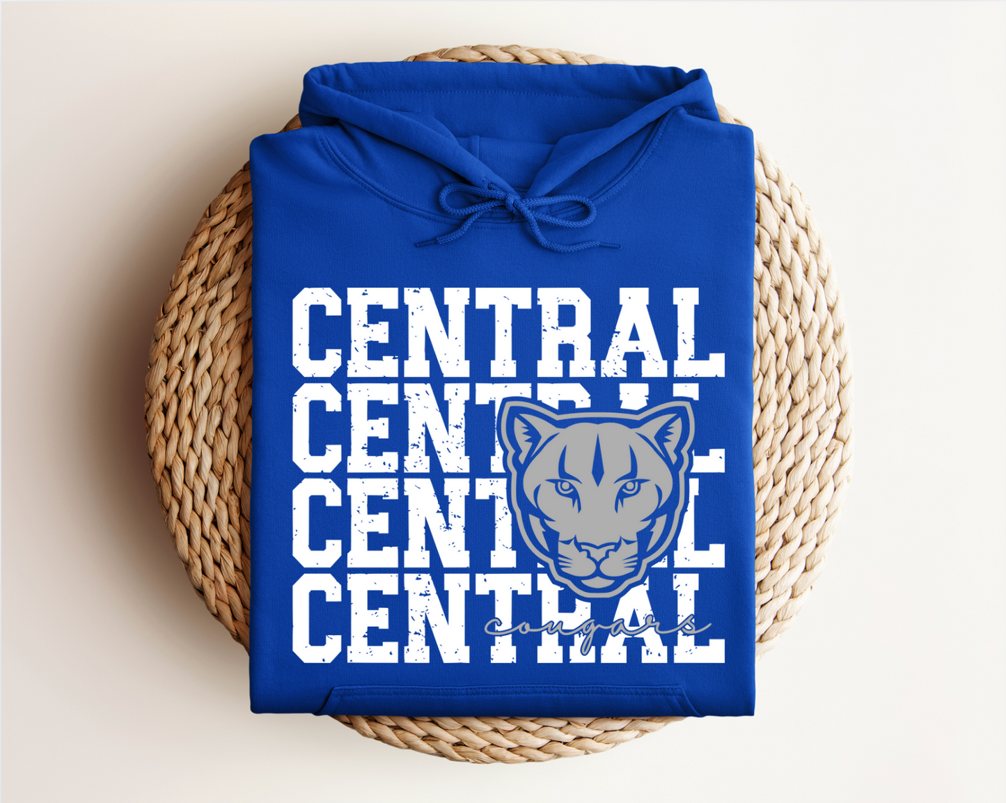 Central Cougars Logo Tee, Crewneck, & Hoodie – Youth & Adult Sizes | School Spirit Wear | Gildan Apparel