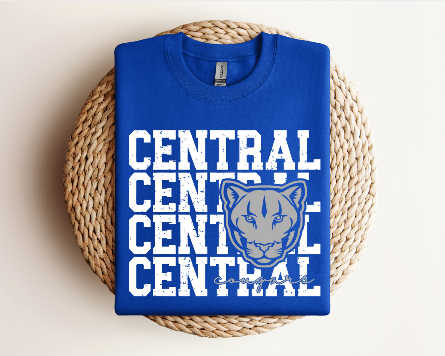 Central Cougars Logo Tee, Crewneck, & Hoodie – Youth & Adult Sizes | School Spirit Wear | Gildan Apparel