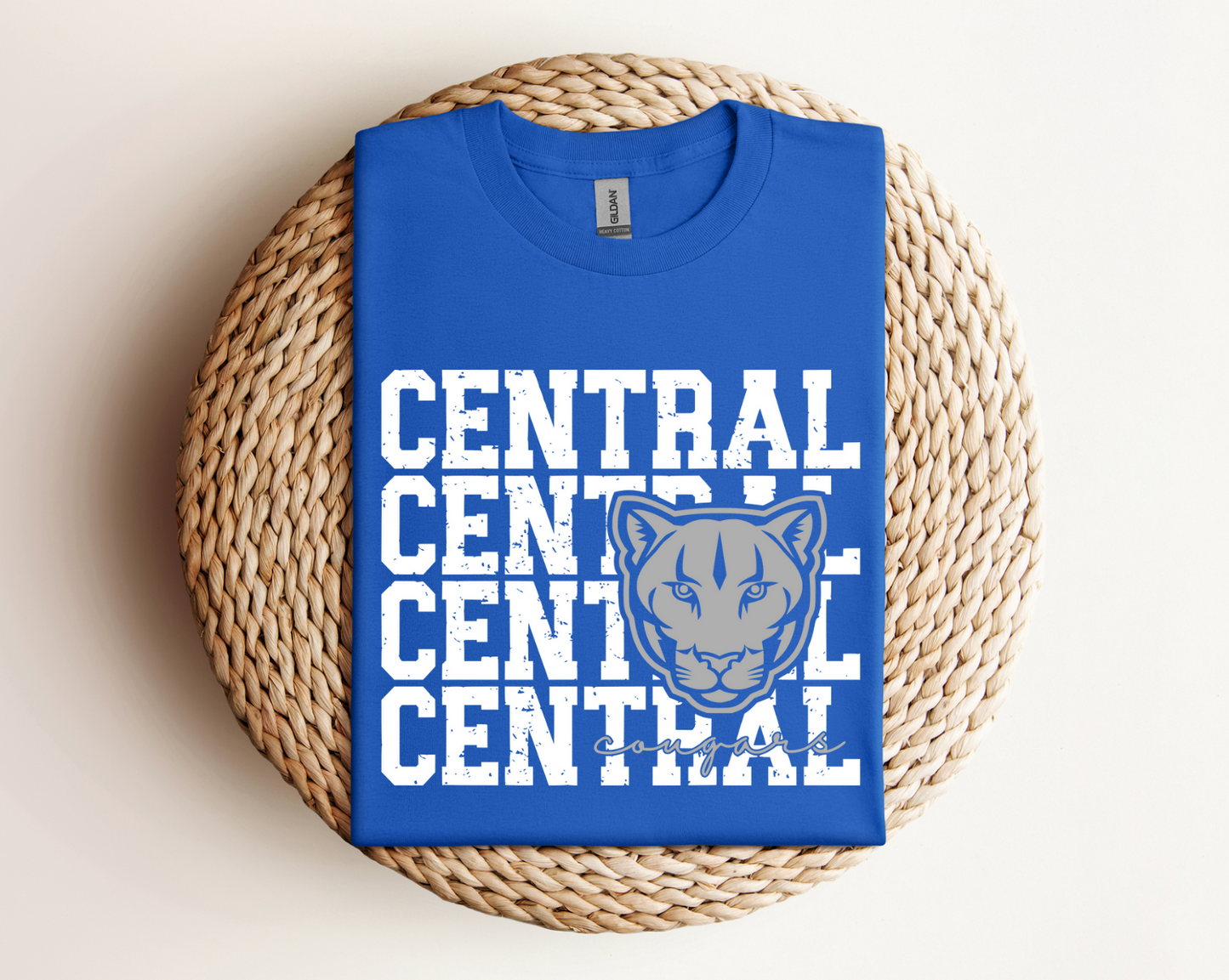 Central Cougars Logo Tee, Crewneck, & Hoodie – Youth & Adult Sizes | School Spirit Wear | Gildan Apparel
