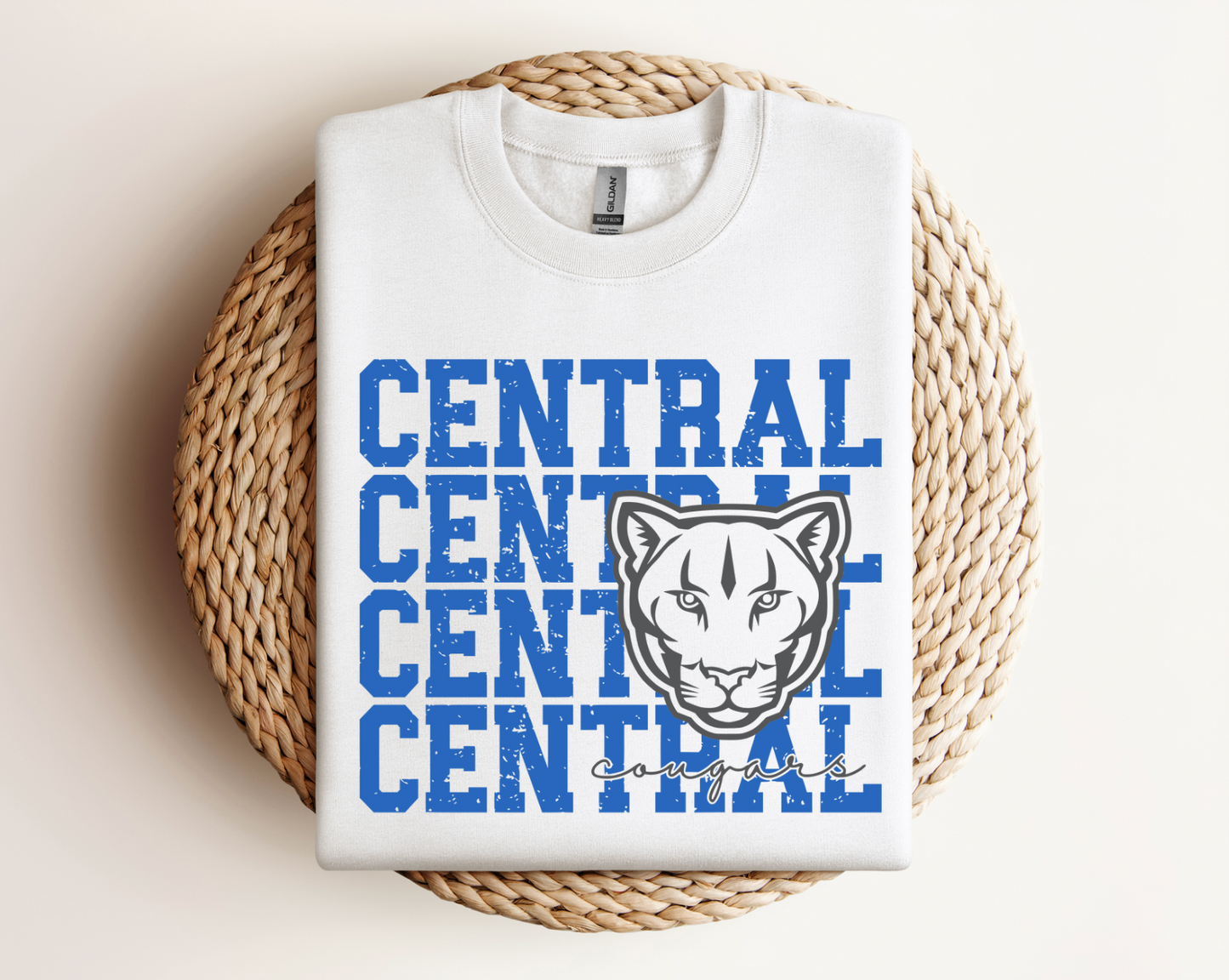 Central Cougars Logo Tee, Crewneck, & Hoodie – Youth & Adult Sizes | School Spirit Wear | Gildan Apparel