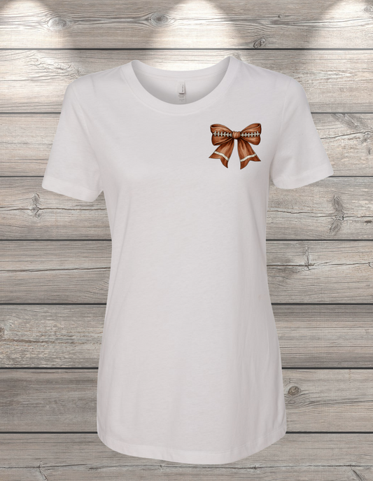 Football Bow T-Shirt – Coquette Game Day Tee | Youth and Womens Sizes