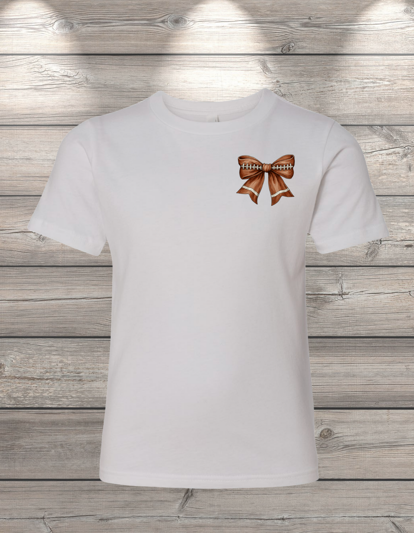 Football Bow T-Shirt – Coquette Game Day Tee | Youth and Womens Sizes