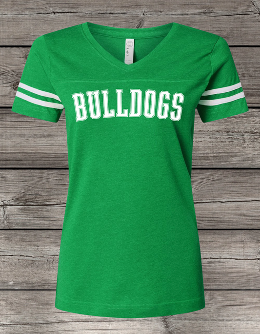 Bulldogs Jersey-Style Spirit Tee – Women’s V-Neck & Youth Crew Neck