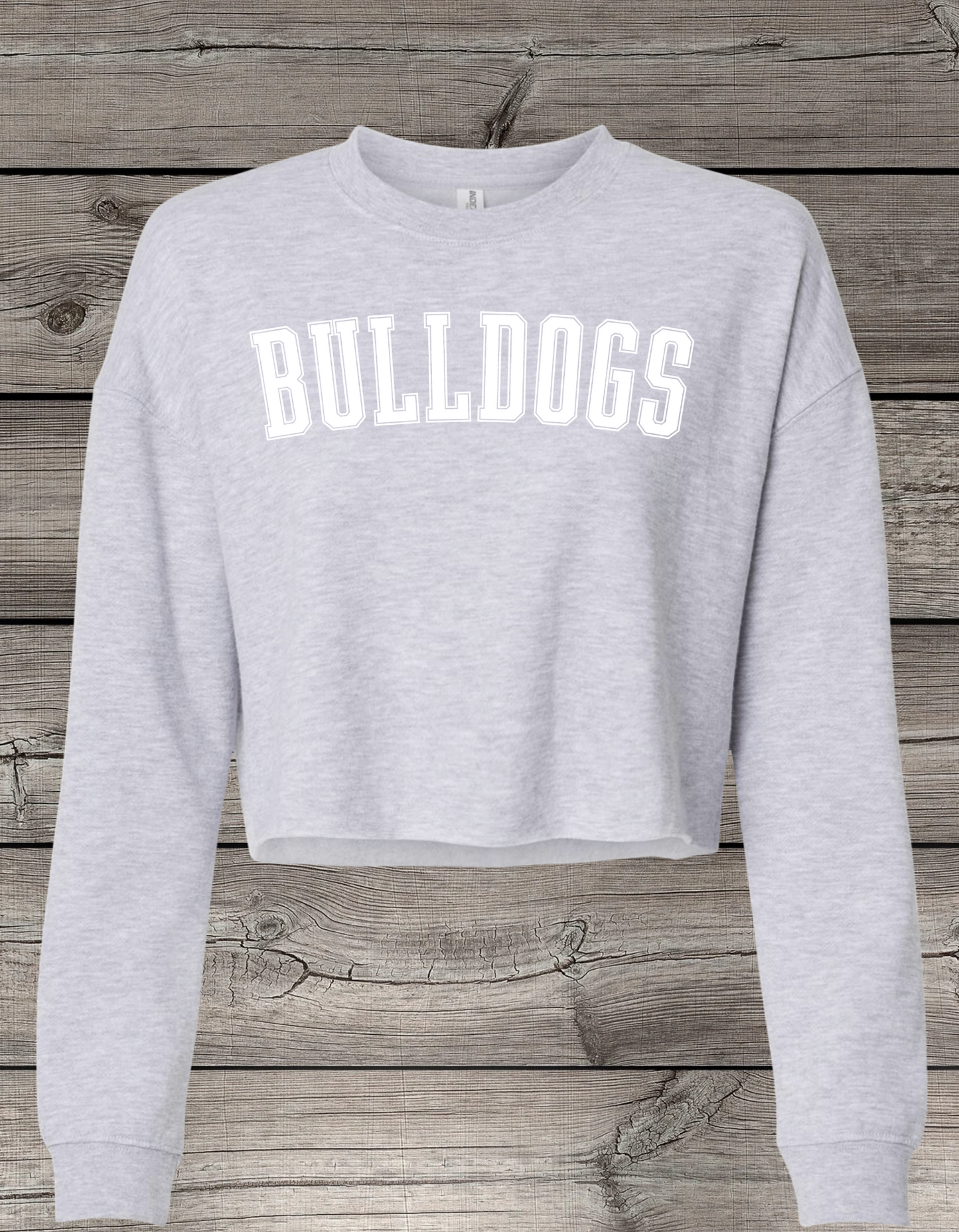 BULLDOGS | Mount Vernon BULLDOGS Crop Crewneck Sweatshirt – Independent Trading Co. | Optional Name on Back or Sleeve