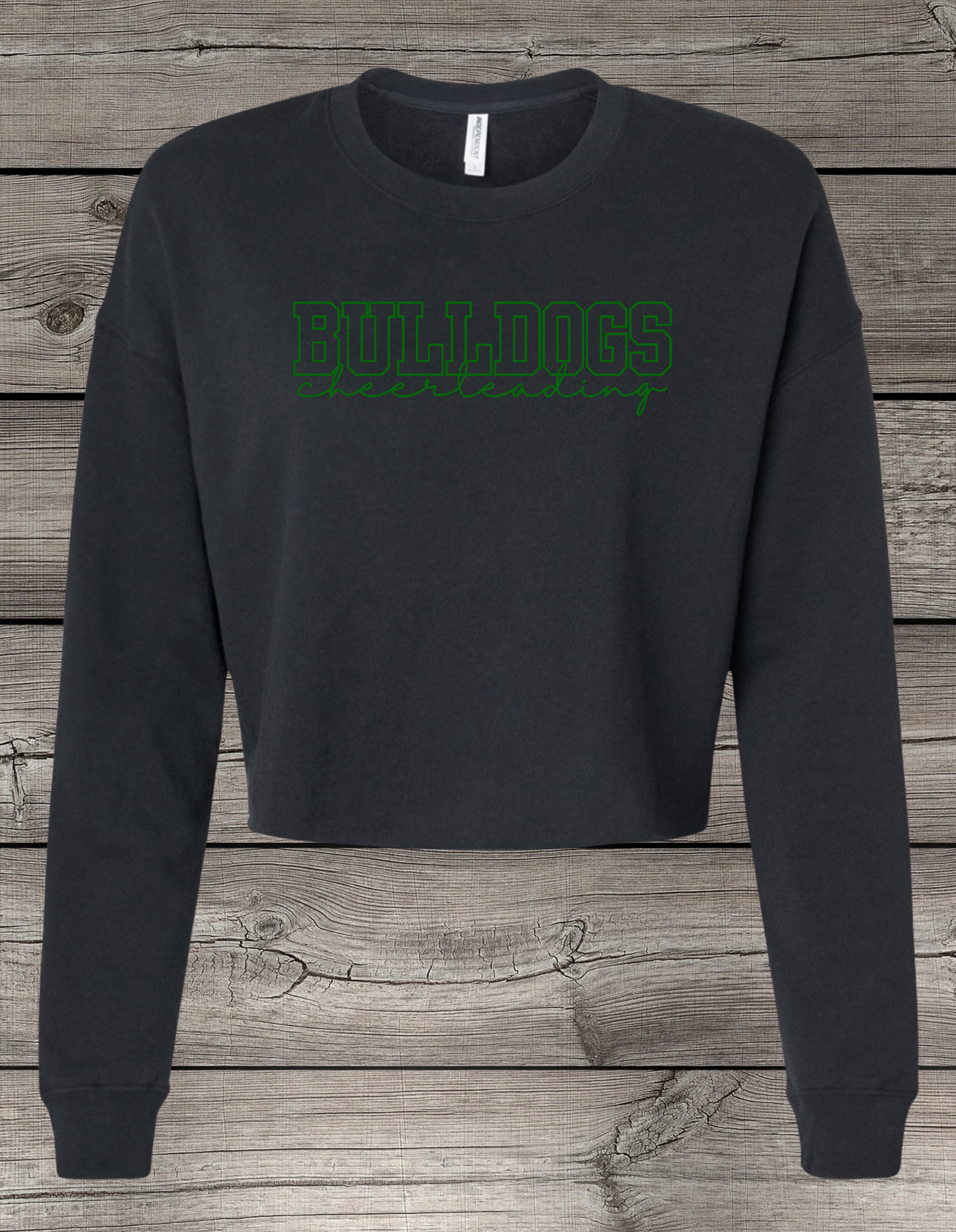 BULLDOGS Cheerleading | Mount Vernon Bulldogs Cheerleading Crop Crewneck Sweatshirt – Independent Trading Co. | Optional Name on Back or Sleeve