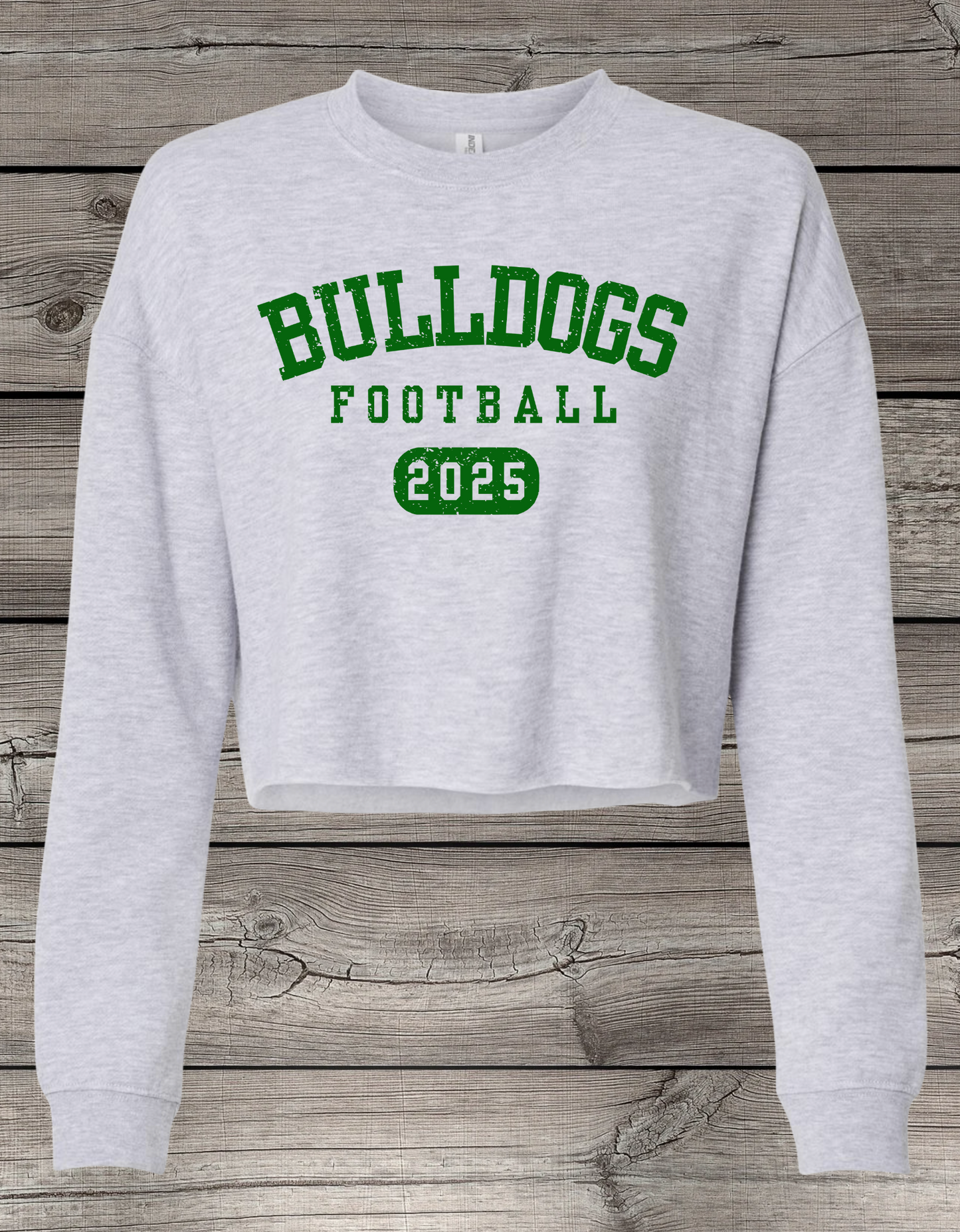 BULLDOGS Football | Mount Vernon Bulldogs Football Crop Crewneck Sweatshirt – Independent Trading Co. | Optional Name on Back or Sleeve