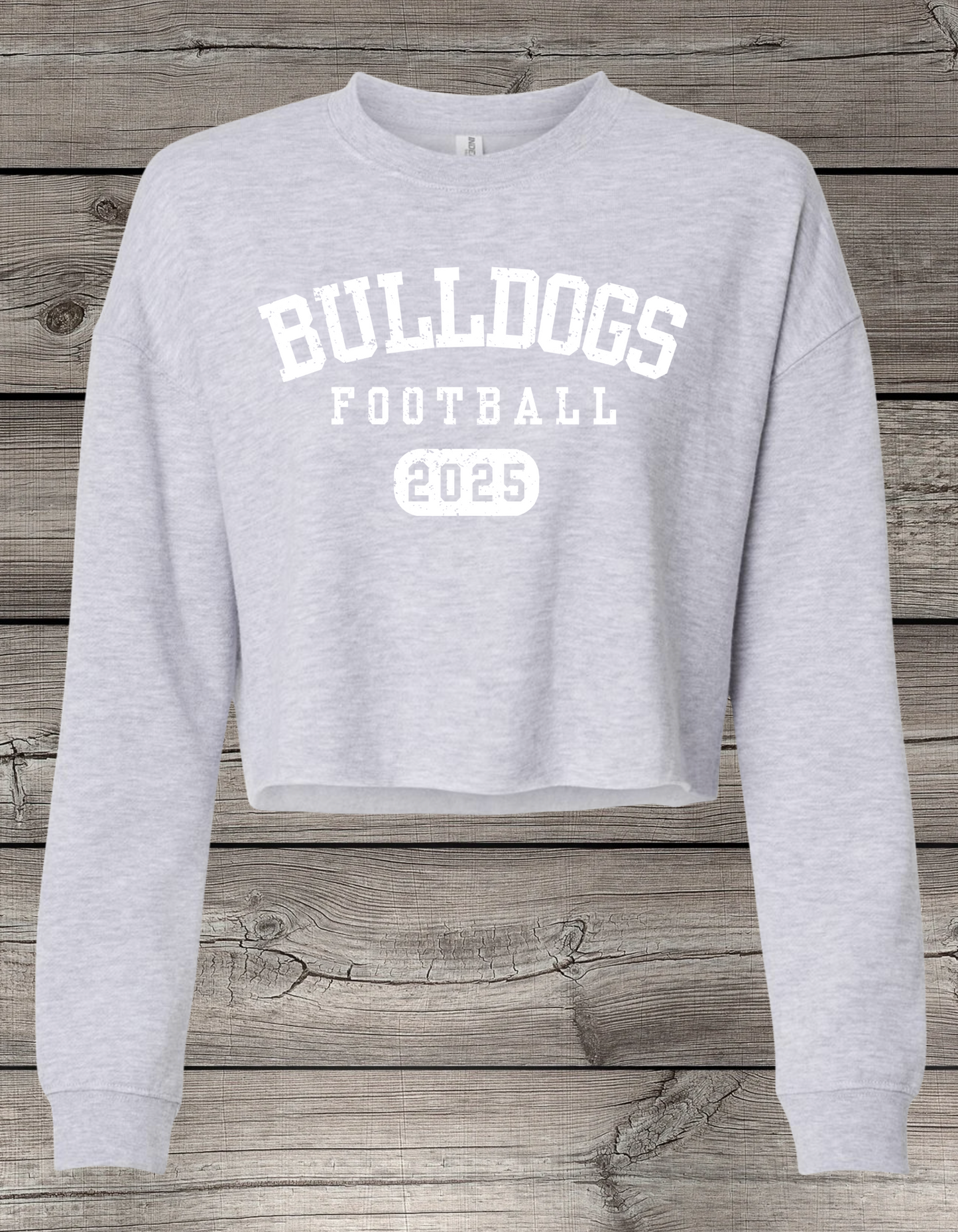 BULLDOGS Football | Mount Vernon Bulldogs Football Crop Crewneck Sweatshirt – Independent Trading Co. | Optional Name on Back or Sleeve